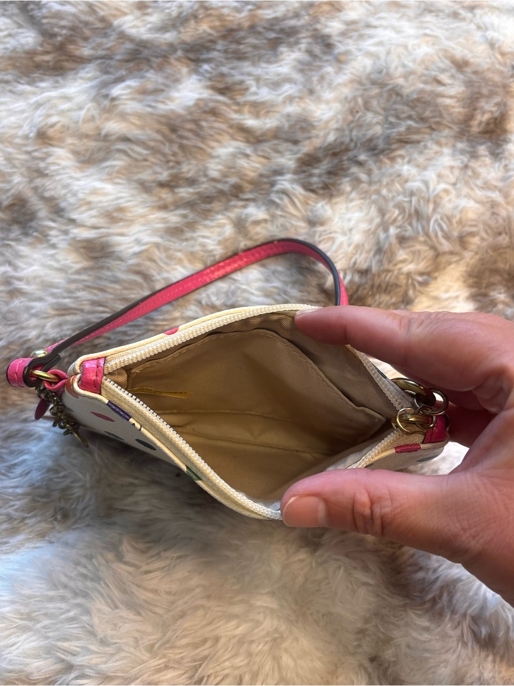 Coach Multicolor Polka Dot Wristlet with Pink Strap - Picture 6 of 9